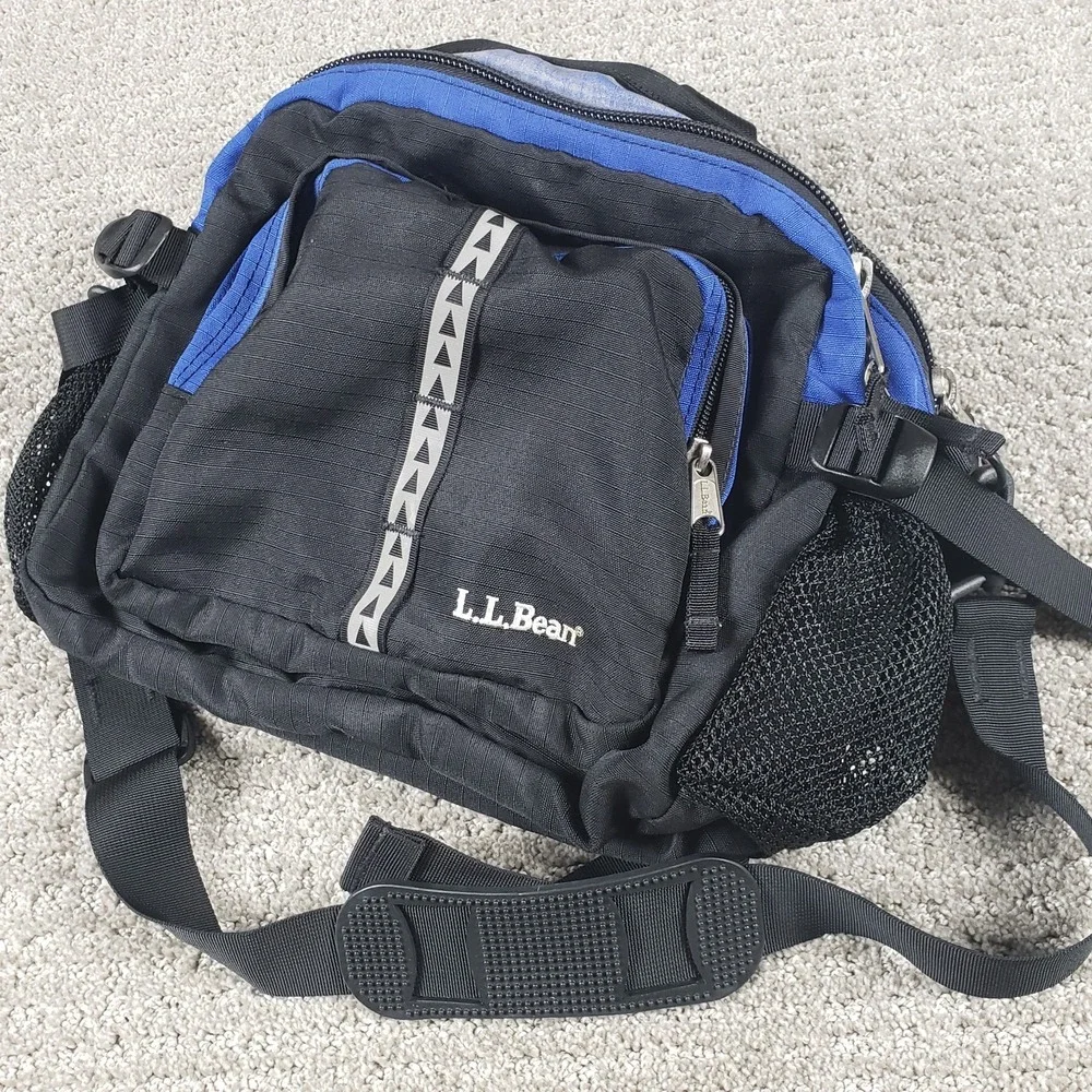 Vintage LL Bean Lumbar Pack 90s Outdoor Waist Body Shoulder Bag Blue